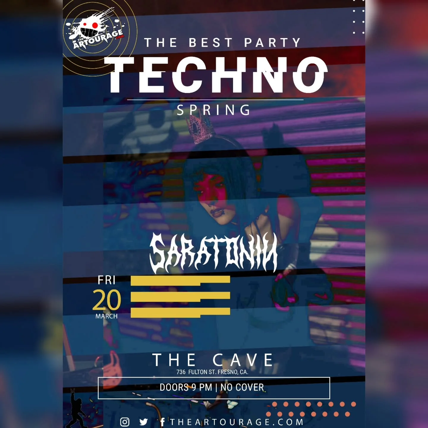 ​Spring has sprung, and the bass is dropping. ⛓️ Catch @mixedwithsaratonin taking over @thecavefresno this Friday. 9 PM/No cover

#TheArtourage #TheCave #Saratonin #TechnoSpring #GoodVibes