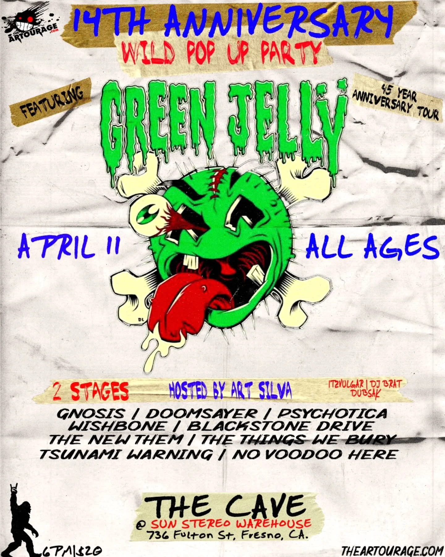 FRESNO&hellip; THIS ONE&rsquo;S GONNA GET WEIRD. 🤘 

The 14th Anniversary Wild Pop-Up Party is about to melt faces when @greenjelly_official rolls through on their 45 Year Anniversary Tour.

💥 2 Stages
🎸 Stacked Lineup
🎤 Killer Local Bands + DJs
