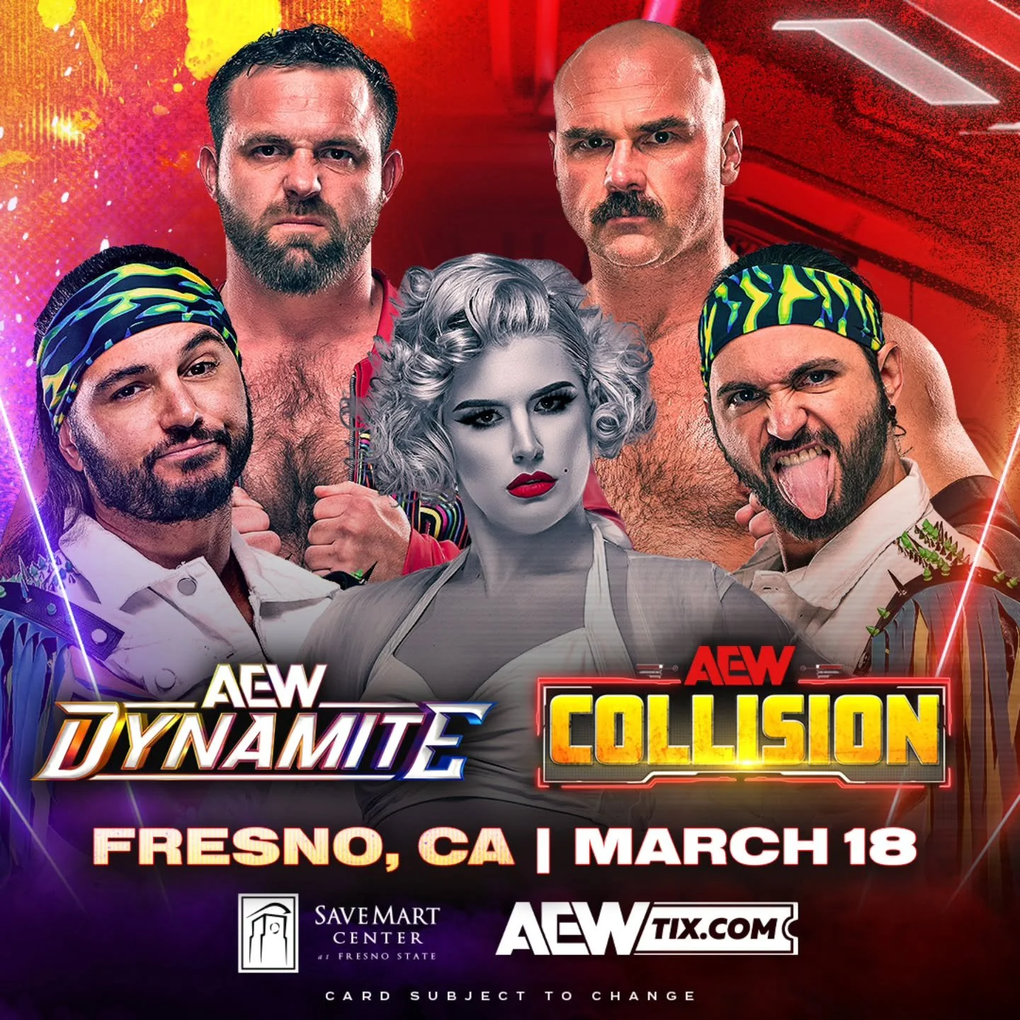 ​Fresno, get ready for a double dose of chaos! 💥 @aew Dynamite and Collision are taking over the @savemartcenter on March 18.  Don&rsquo;t miss your favorite stars in the ring for one massive night of elite wrestling. 🪜🤜
​📍 Save Mart Center
🗓️ M