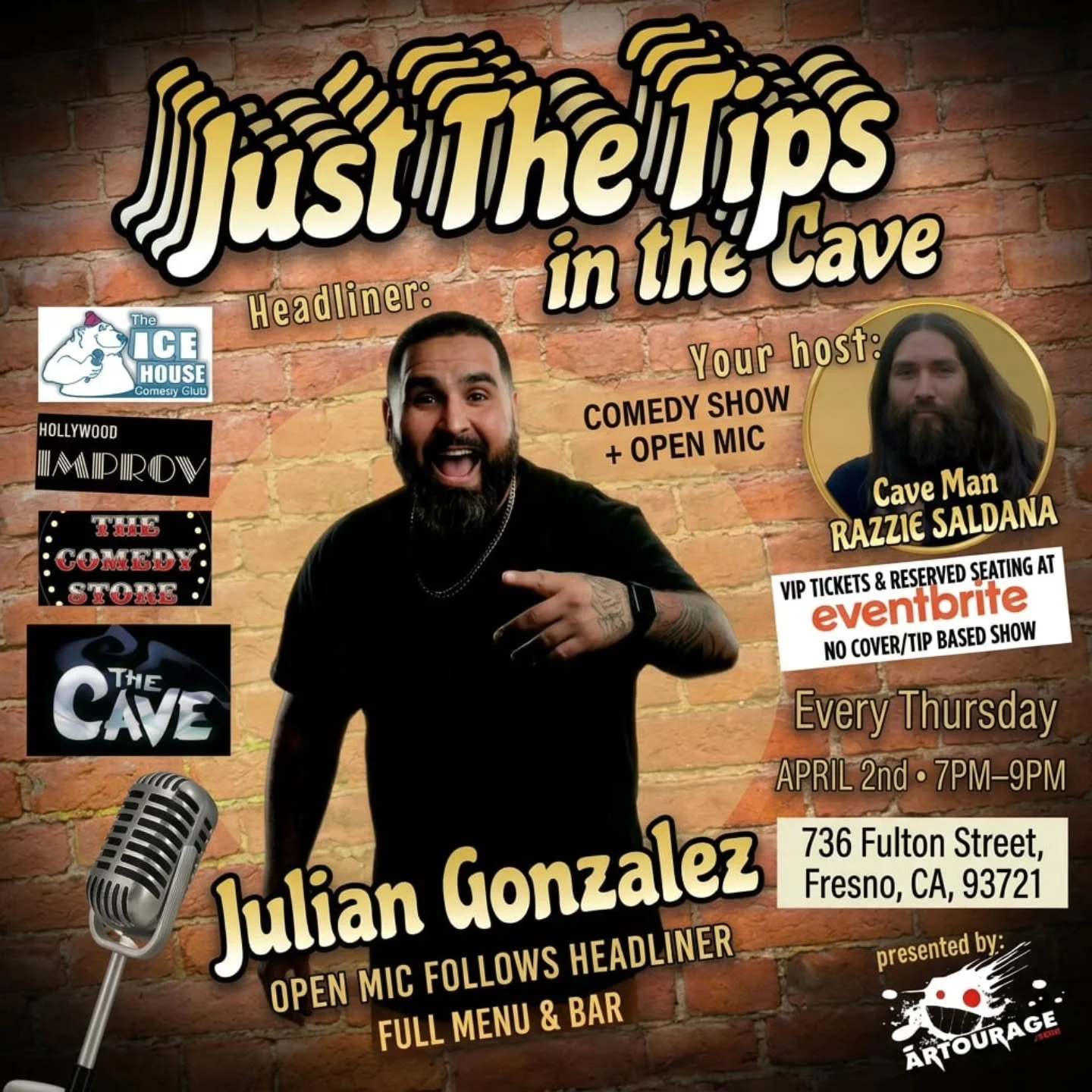 Free comedy. Cold drinks. Questionable life choices.
That&rsquo;s right&mdash;Just The Tips in @thecavefresno is back 😈
Headliner @eljuliangonzalez is pulling up to do what he does best&mdash;make you laugh harder than you should
Stick around&hellip