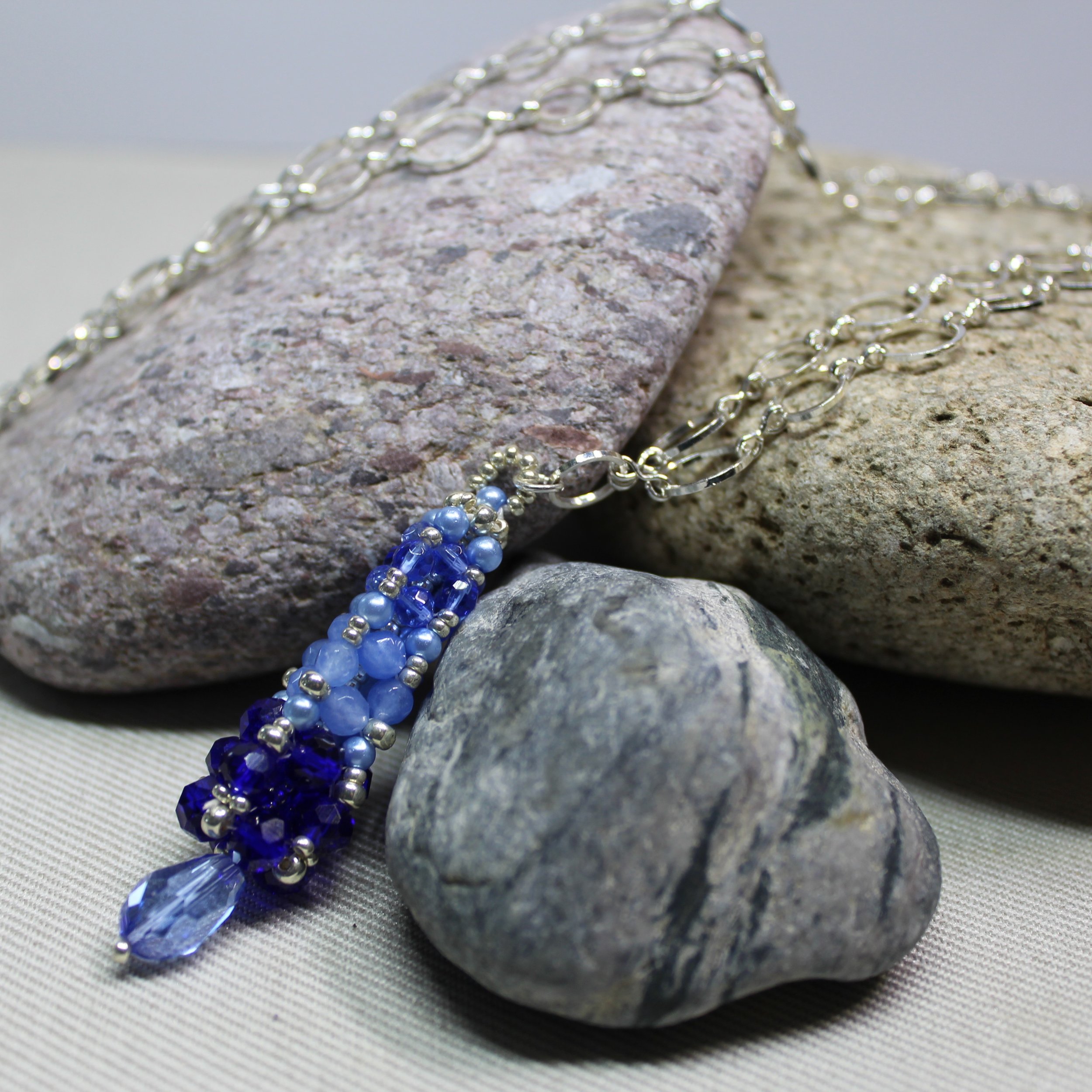 Ombre Blue Crystal Tower Necklace