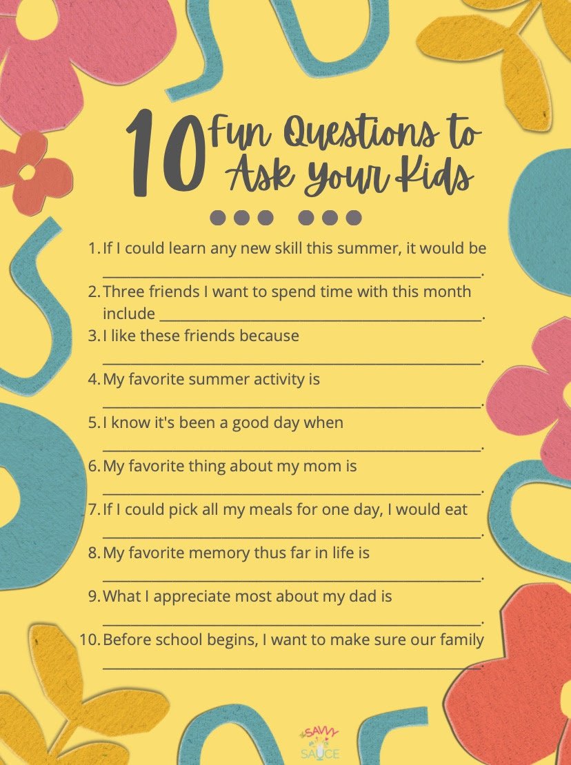 Per Question Printable with Fun Questions for Your Kids to Ask Each Other! — The ...