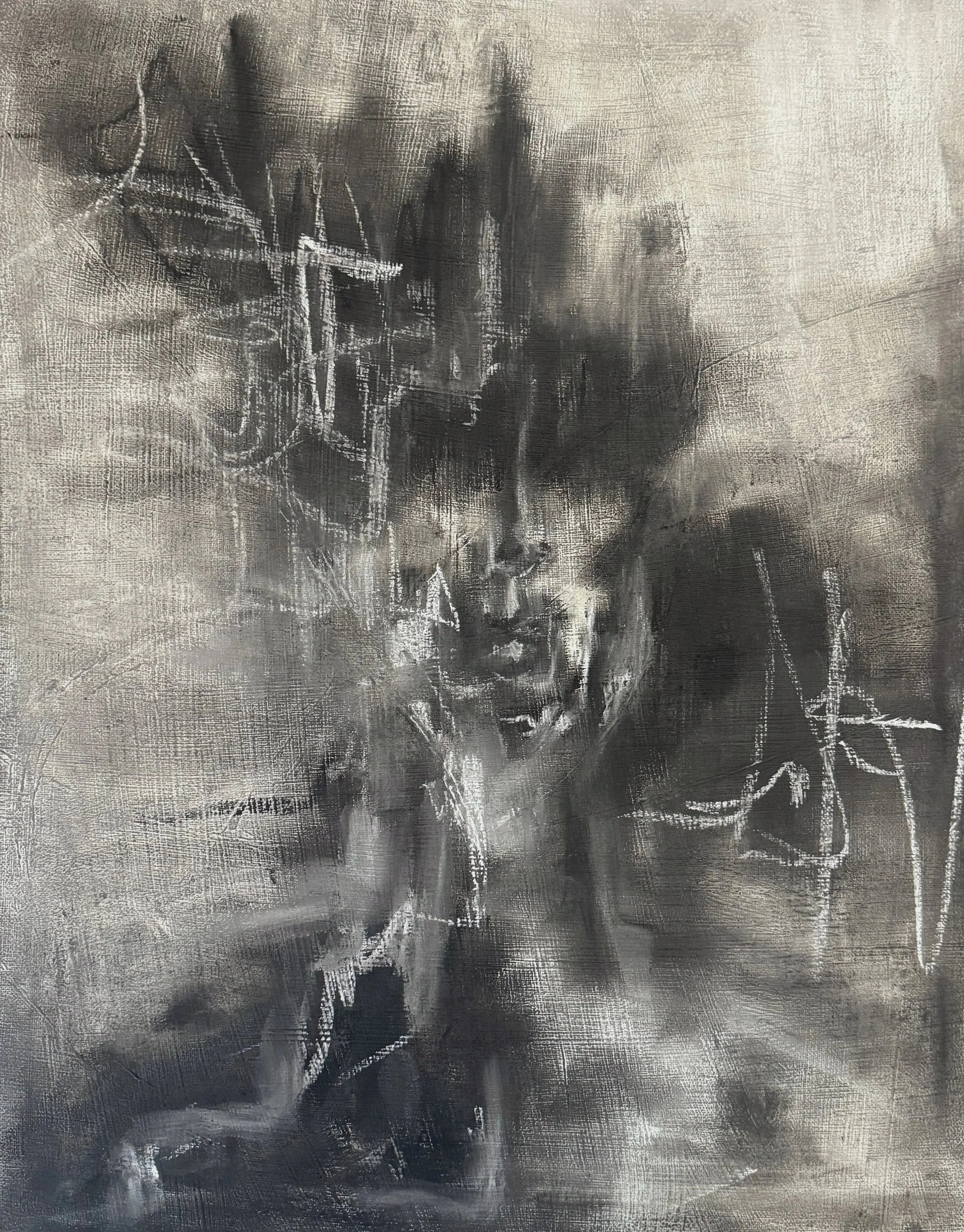 The Shroud  
20" x 30",
Charcoal - Canvas,
2026
