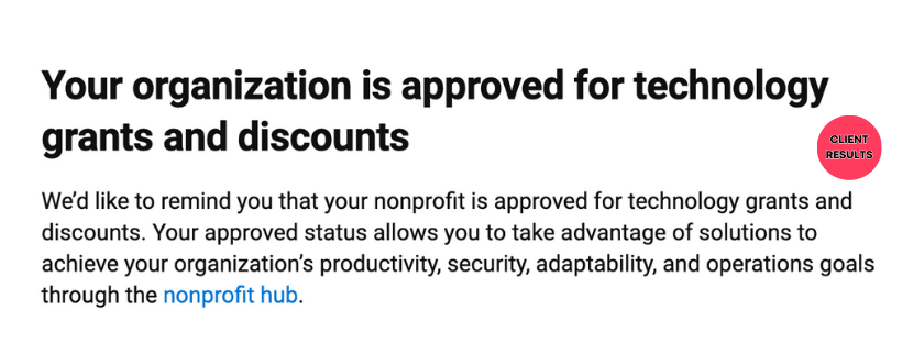 nonprofit client personal win