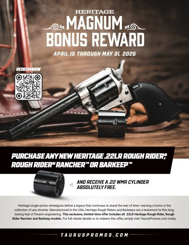 Heritage Magnum Bonus Reward
Celebrate the legacy of American-made single-action wheelguns with our Heritage collection. Our gallery features the precision-engineered Rough Rider, Rough Rider Rancher, and Barkeep models, all of which are a testament 