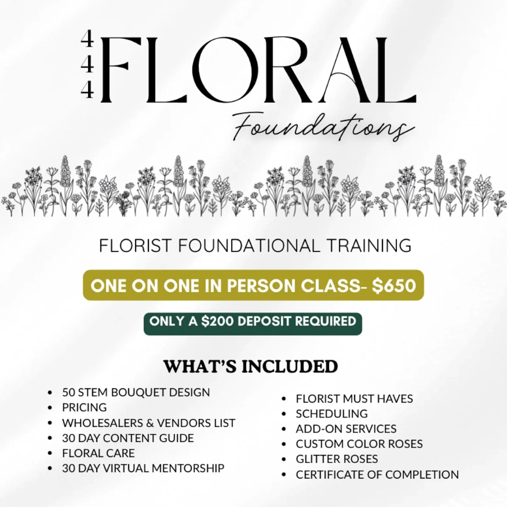 💐 Luxury blooms start with luxury training. 🌹

Step into the world of refined floral artistry with my 444 Floral Foundations One-on-One Training Class in Atlanta, GA &mdash; where creativity meets business mastery. Designed for beginner florists re