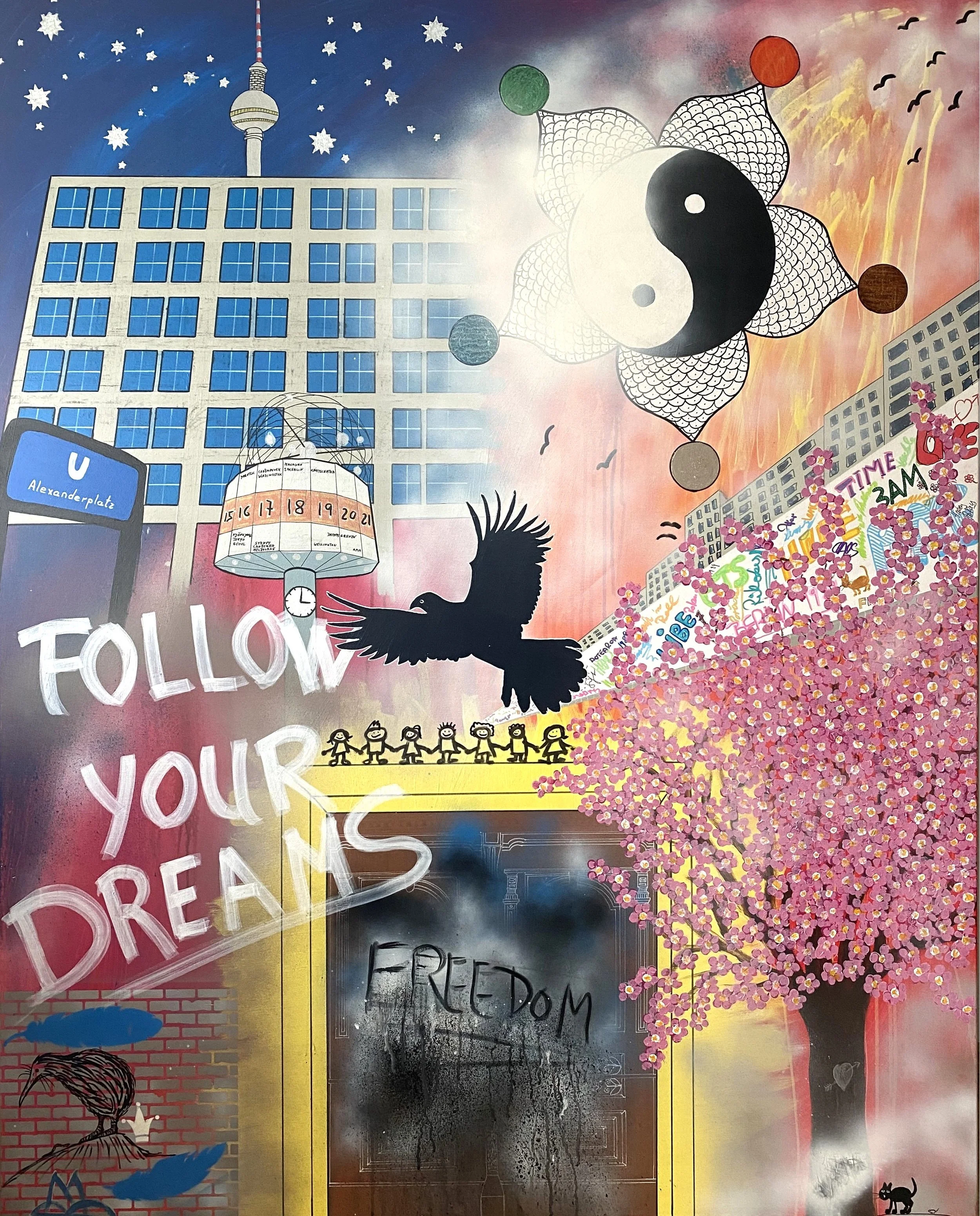 FOLLOW YOUR DREAMS - Series: 3AM 2025, acrylic on canvas - 1500x1200mm