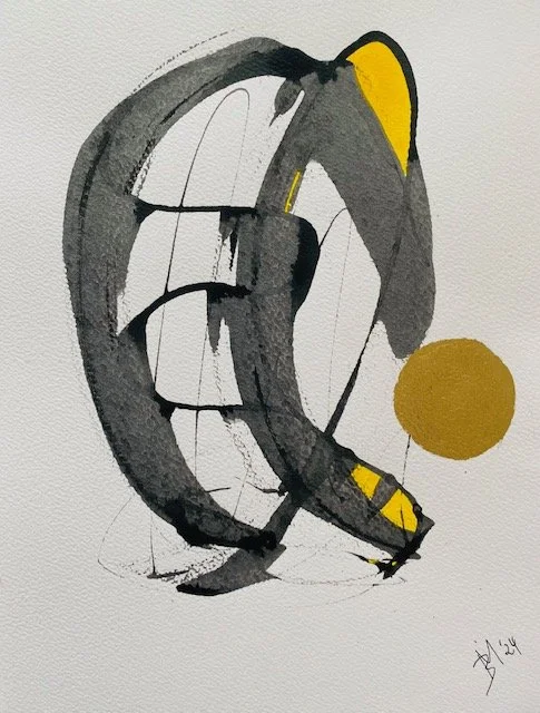 BELONGING 11
2024, ink, watercolour, gold leaf on paper - 29,7x21cm
