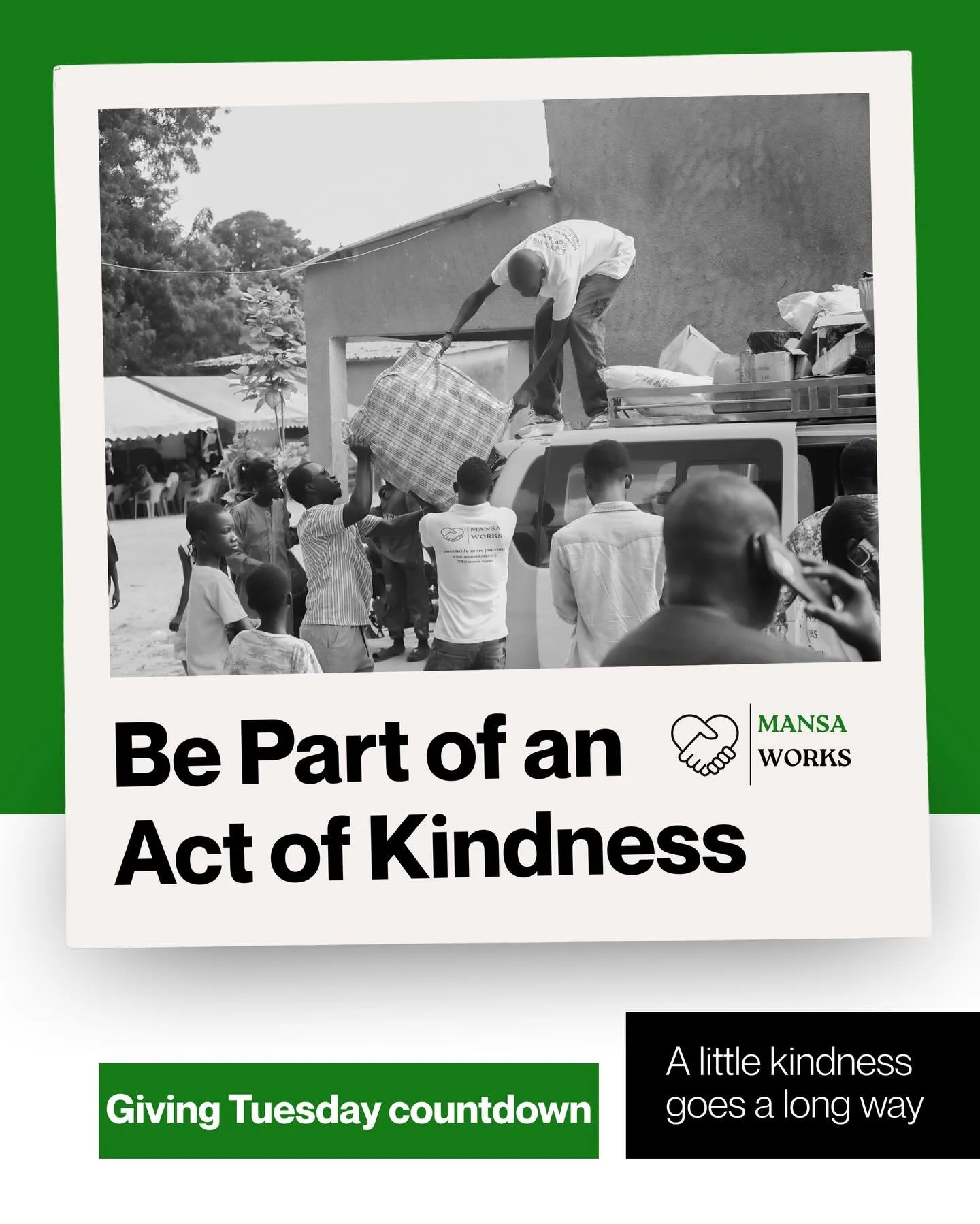 The countdown is on! ⏳ Only 8 days until Giving Tuesday.

This year, your support doesn&rsquo;t just help one program &mdash; it helps all of Mansa Works&rsquo; initiatives. 💚 From providing school supplies and scholarships to nutritious meals and h