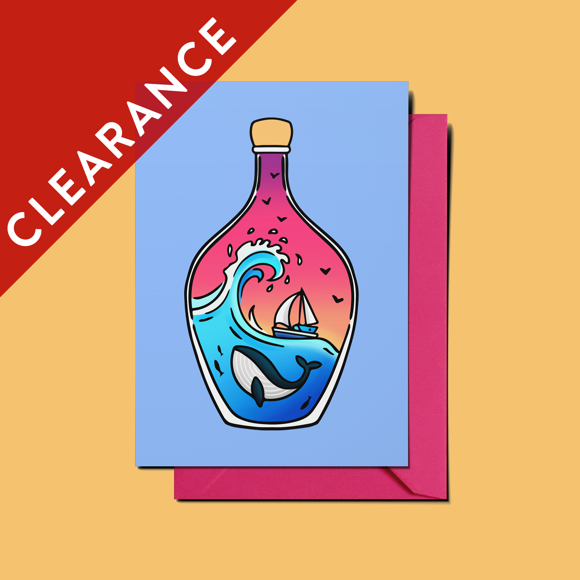 CLEARANCE: Whale in a Bottle Greeting Card