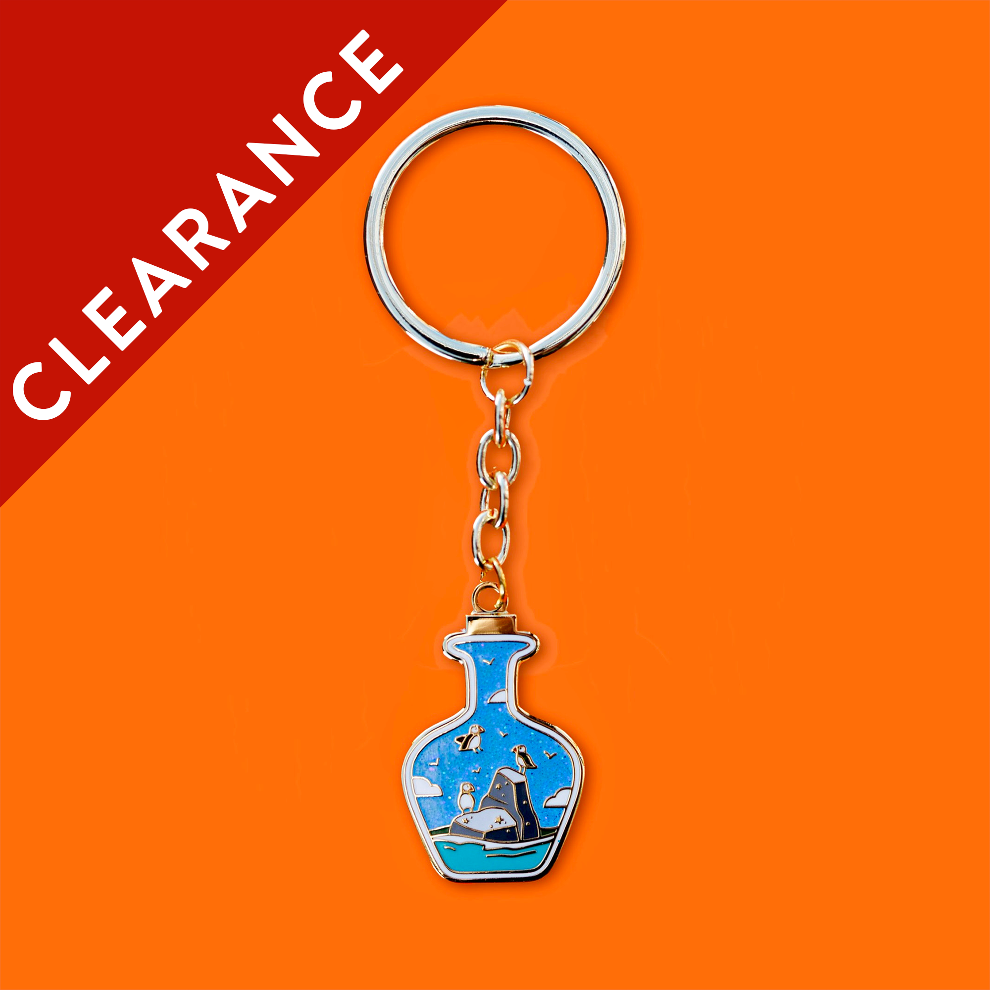 CLEARANCE: Mini Puffin in a Bottle Keyring
