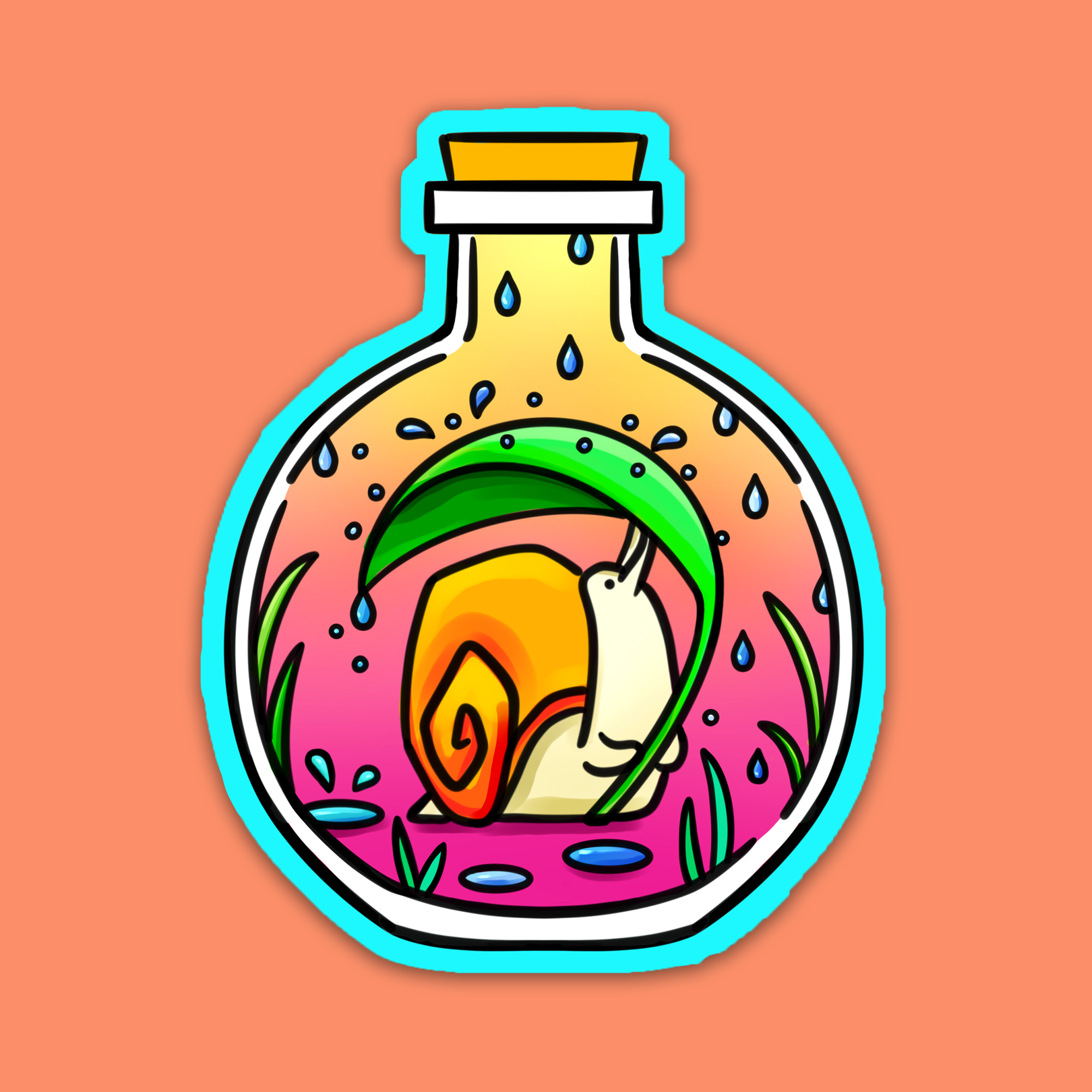 Snail In A Bottle Vinyl Sticker