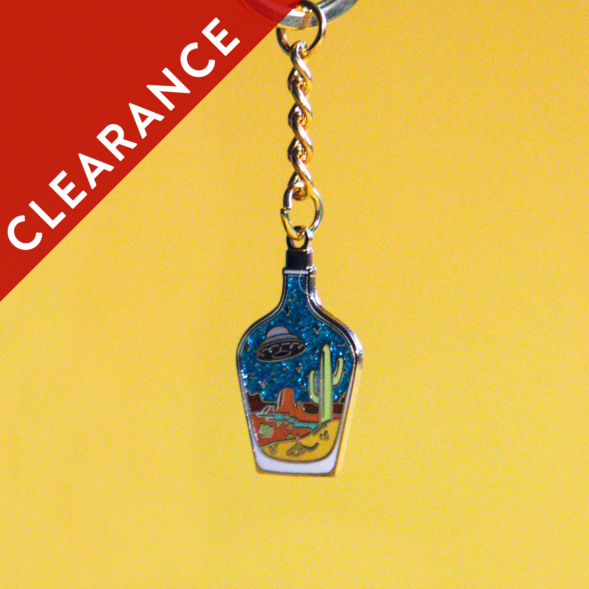 CLEARANCE: Mini UFO in a Bottle Keyring