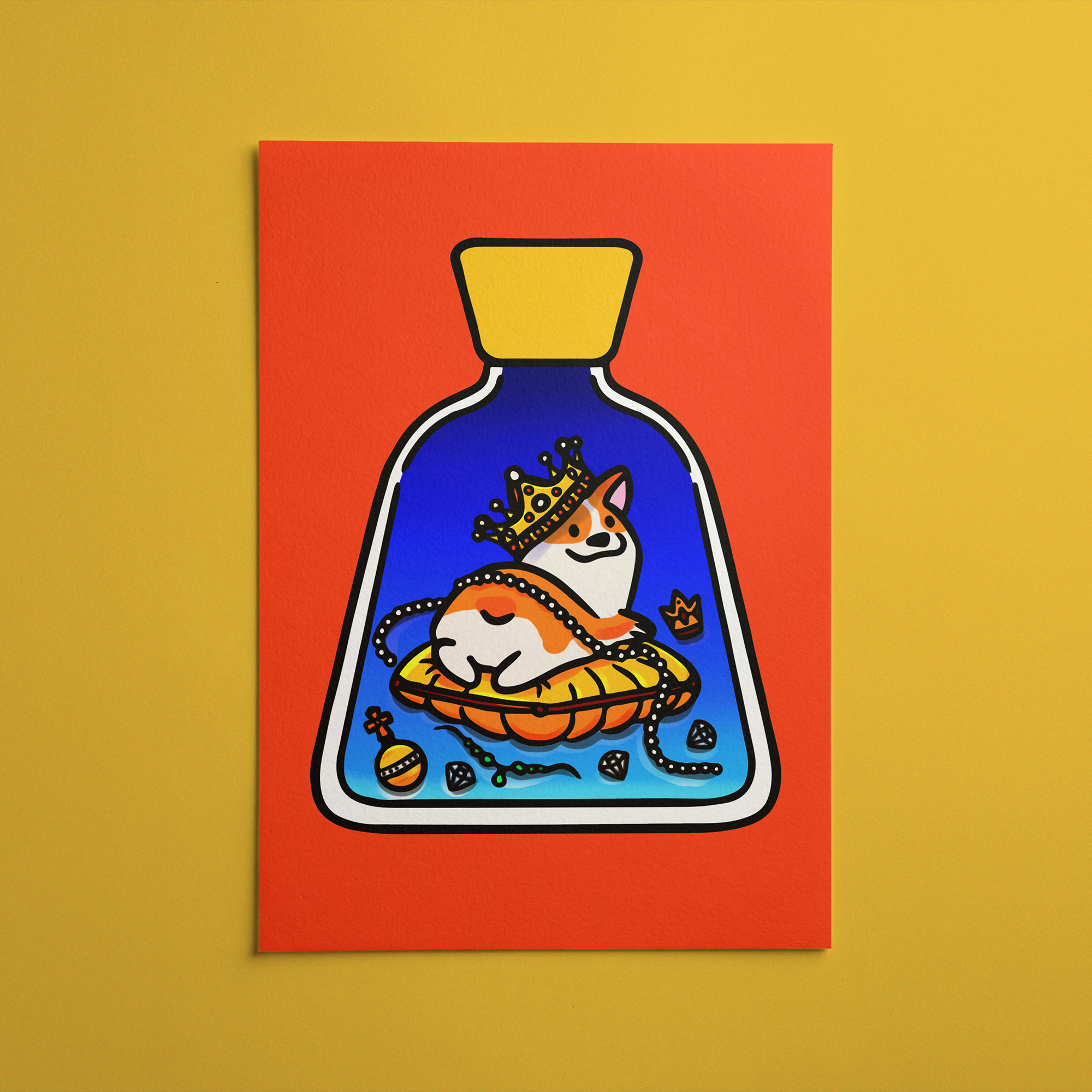 Corgi in a Bottle Prints