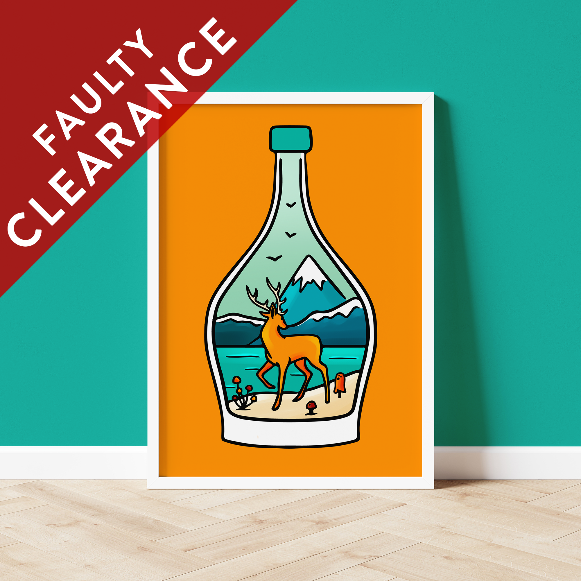 CLEARANCE: Stag in a Bottle A4 Print