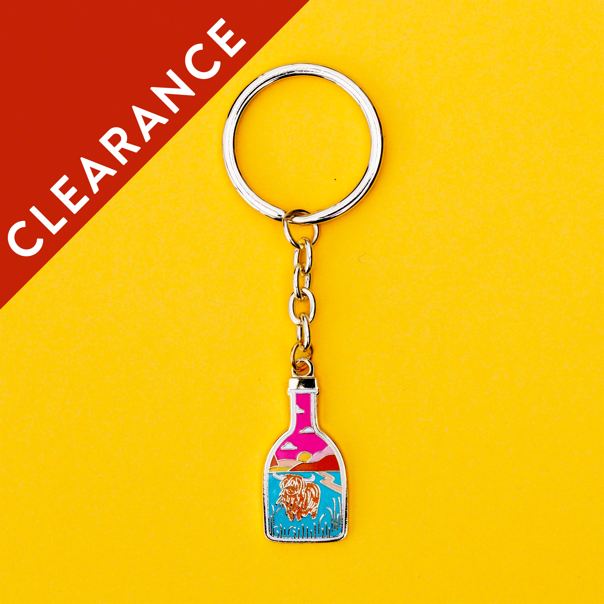 CLEARANCE: Mini Highland Cow in a Bottle Keyring