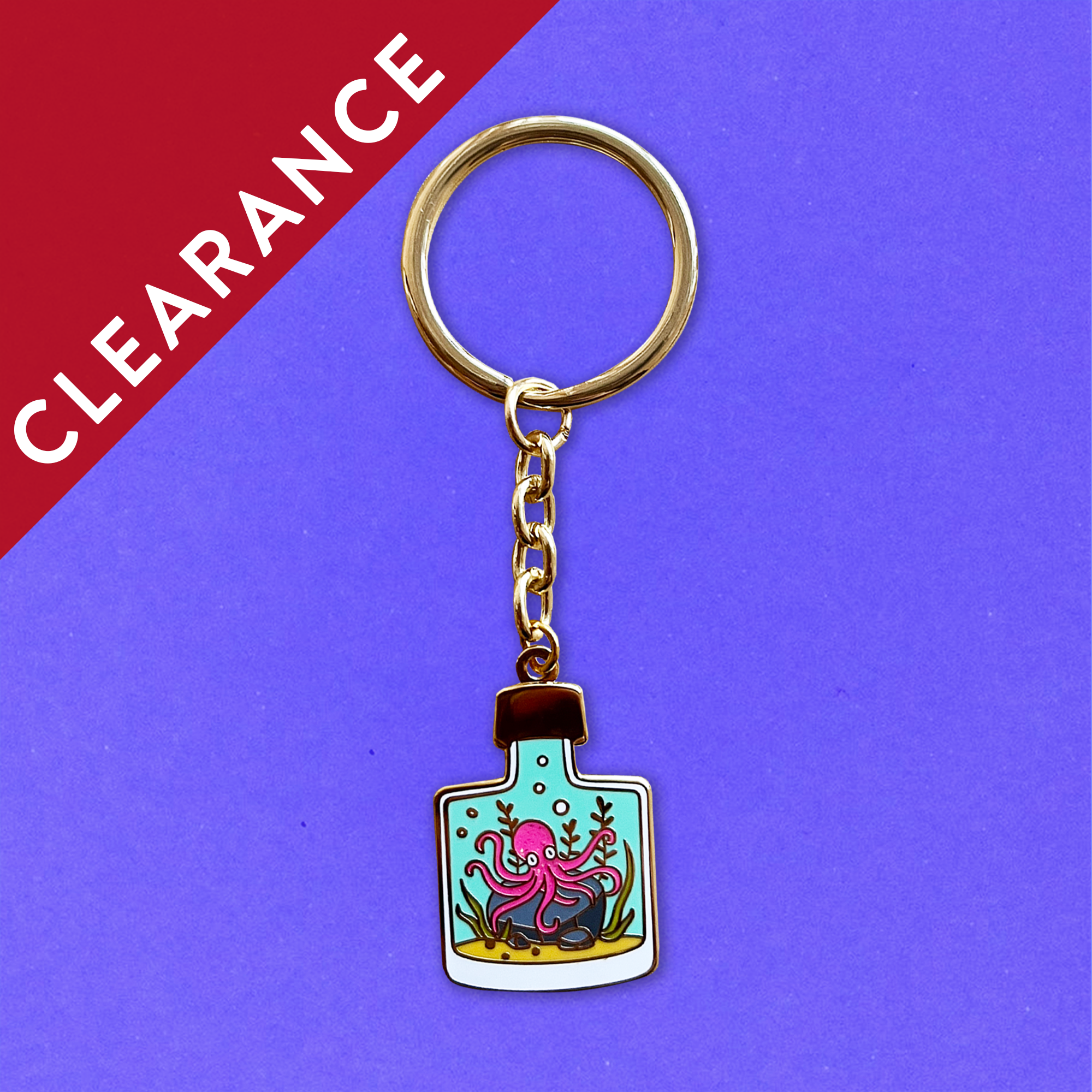 CLEARANCE: Mini Octopus in a Bottle Keyring
