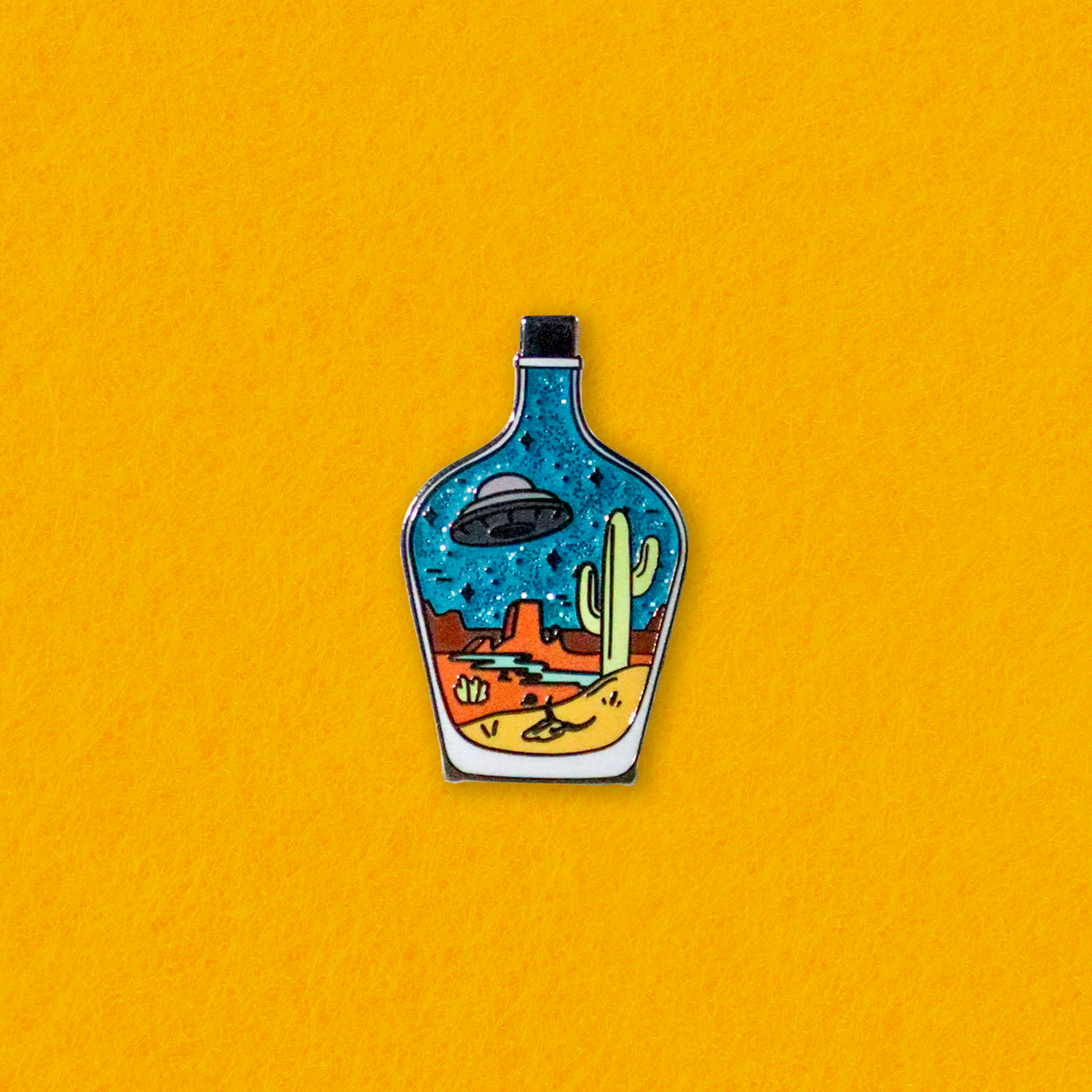 UFO in a Bottle Enamel Pin