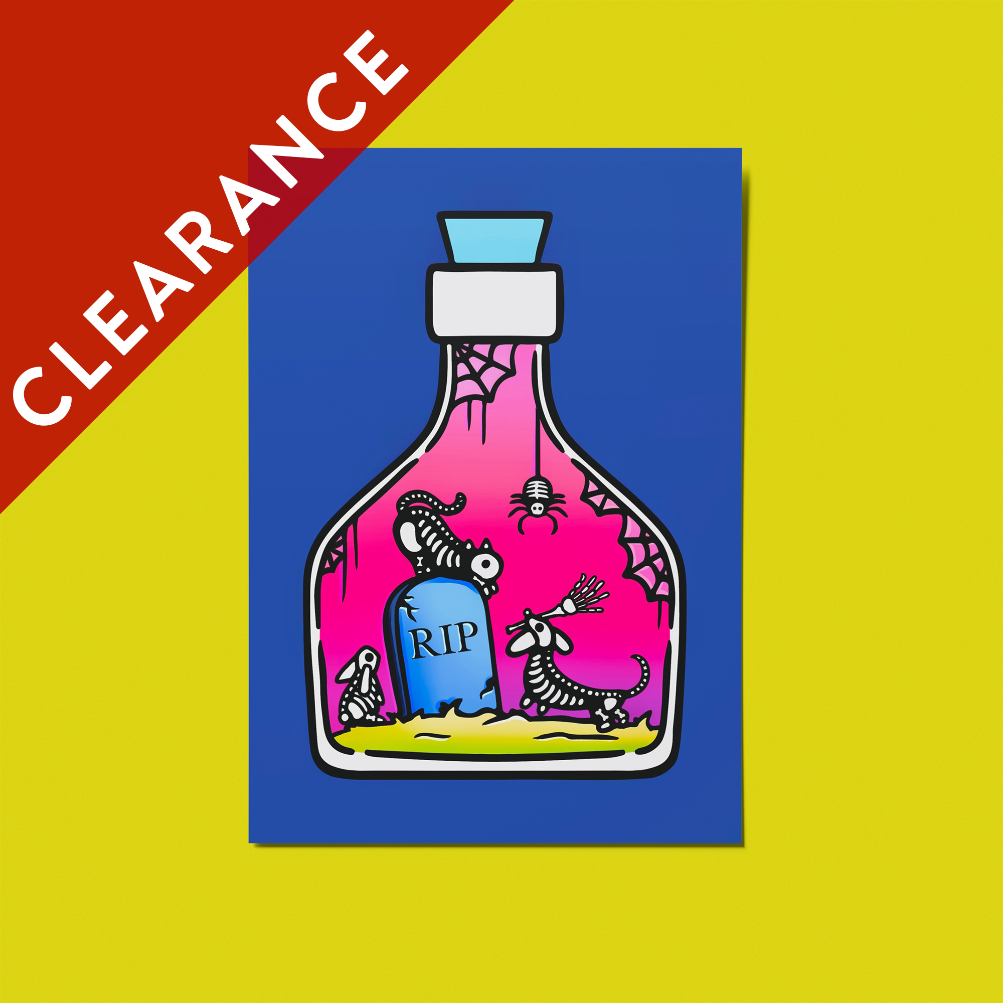 CLEARANCE: Halloween Skeleton Pets Soft Touch Postcard