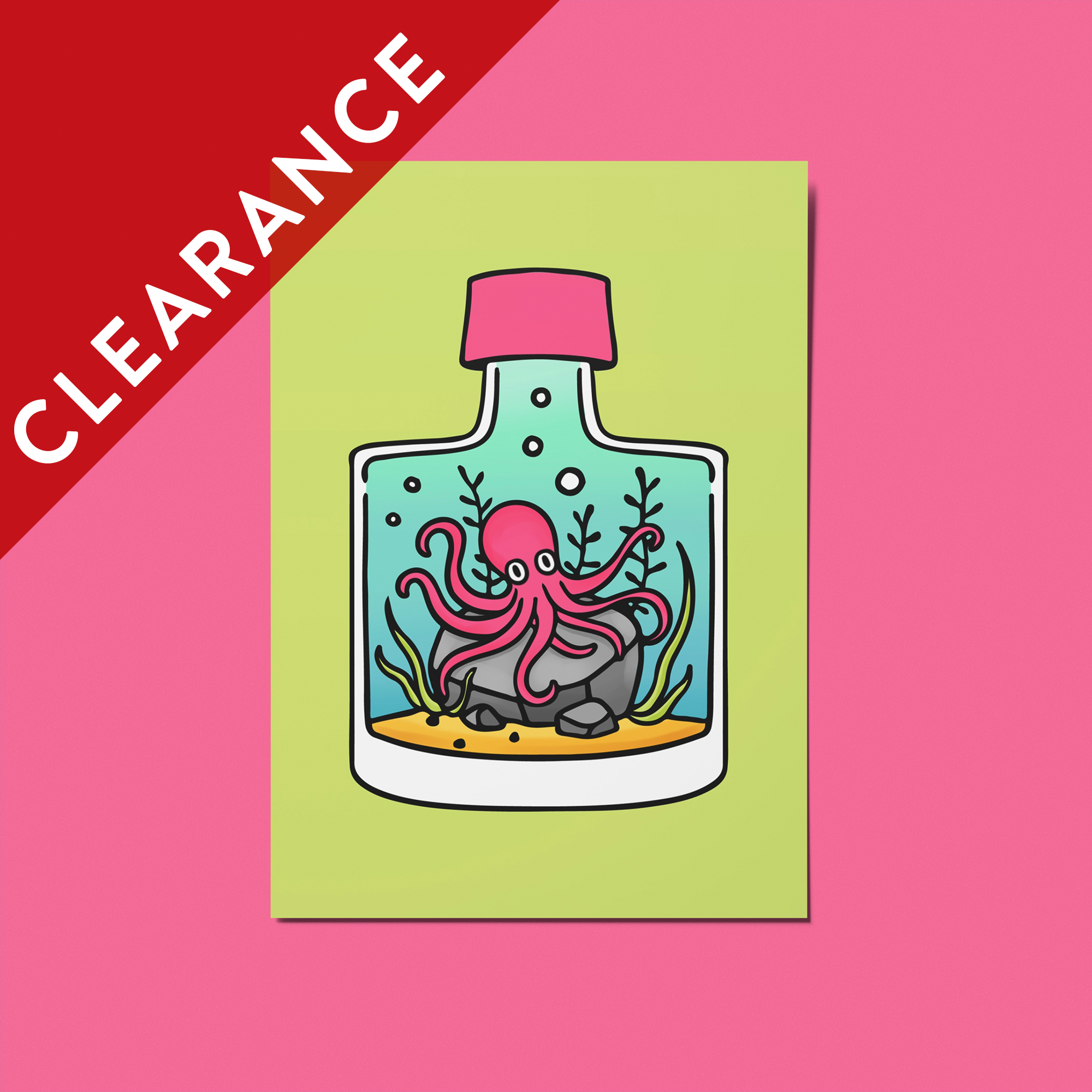 CLEARANCE: Octopus in a Bottle Soft Touch Postcard