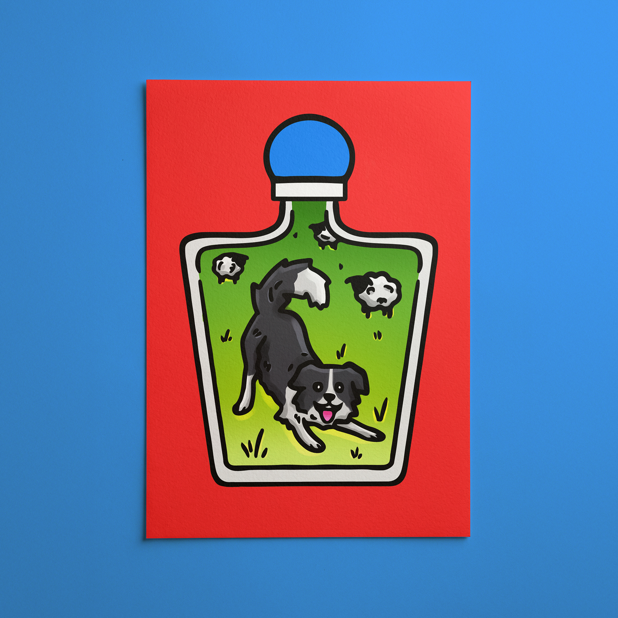 Border Collie in a Bottle Prints