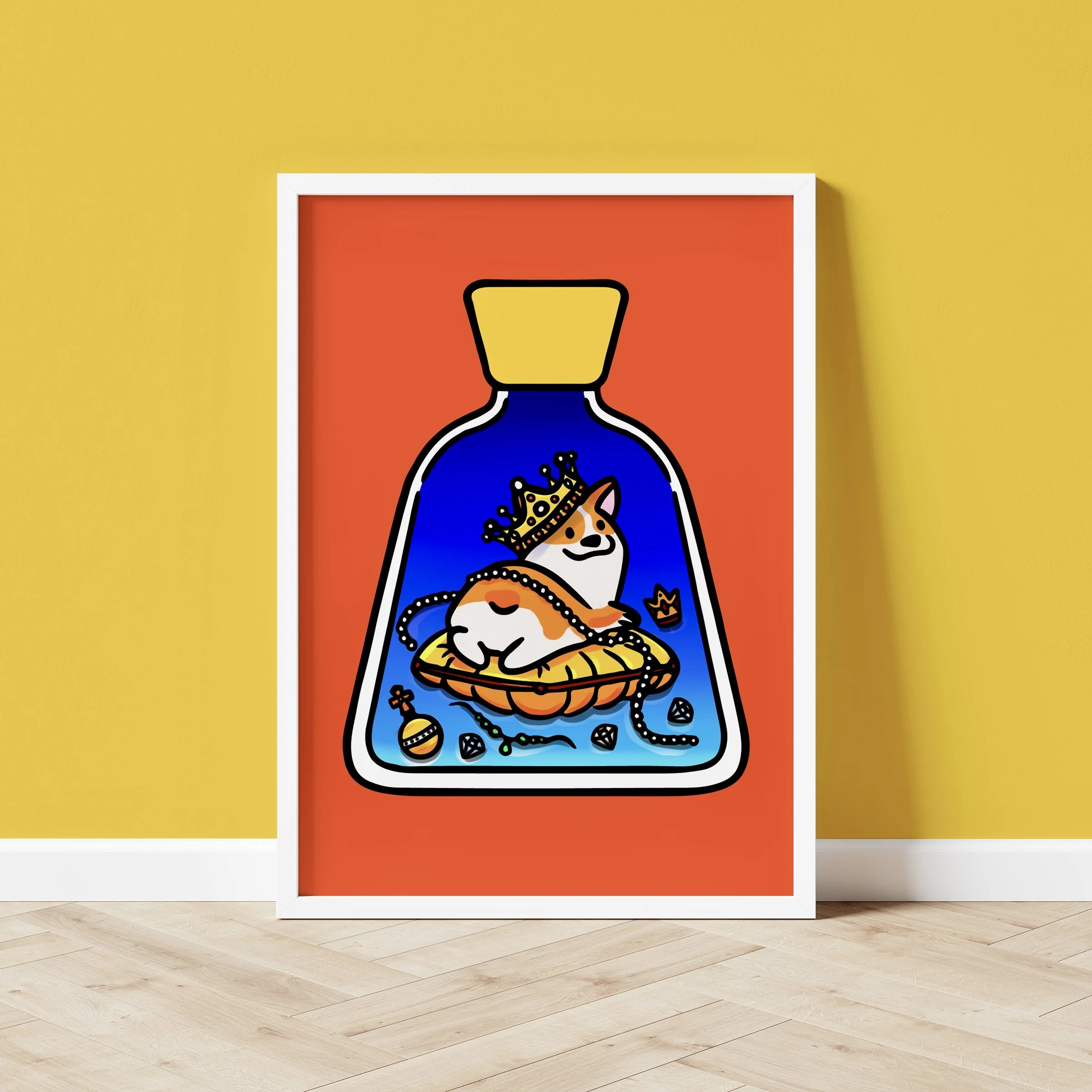 Corgi in a Bottle Prints