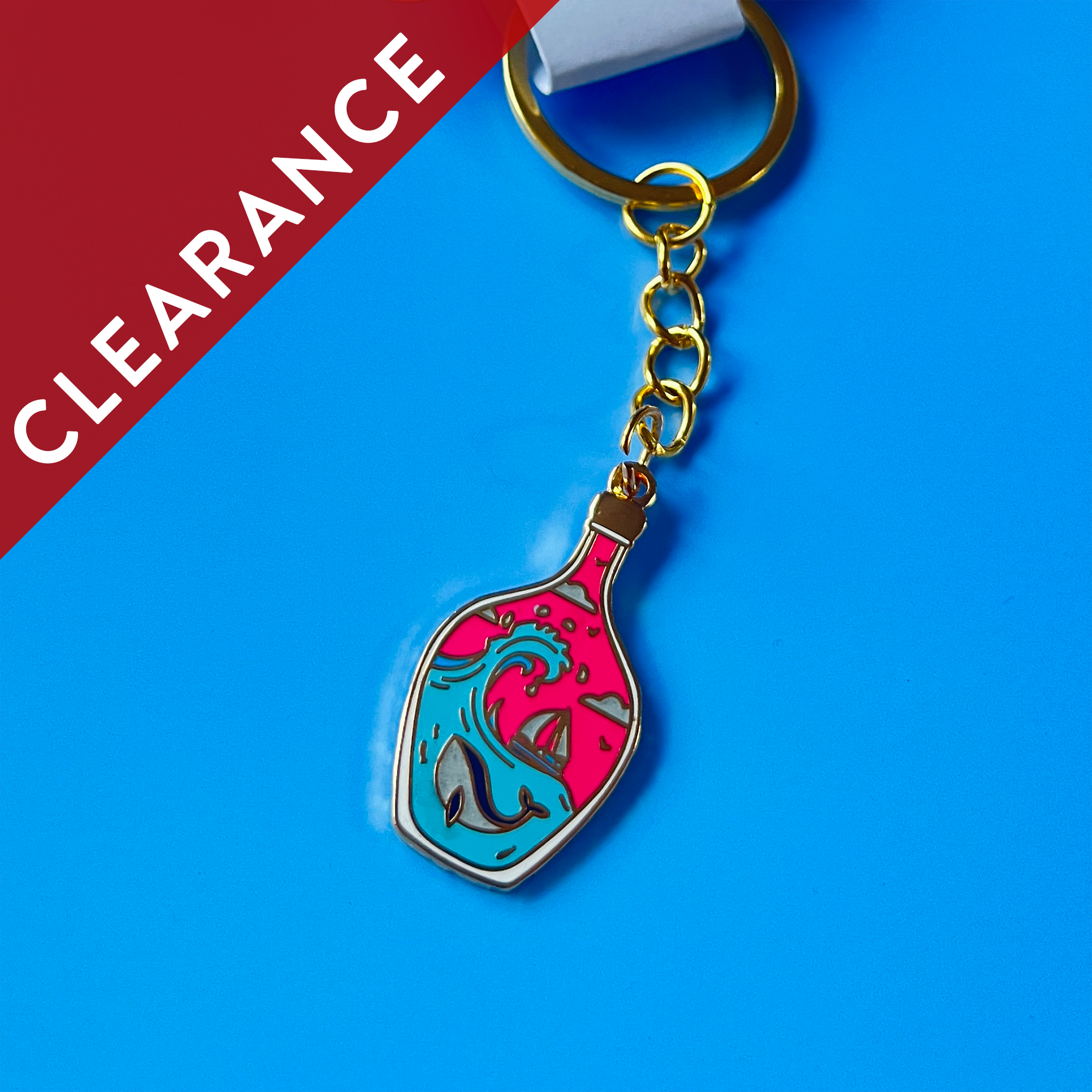 CLEARANCE: Mini Whale in a Bottle Keyring