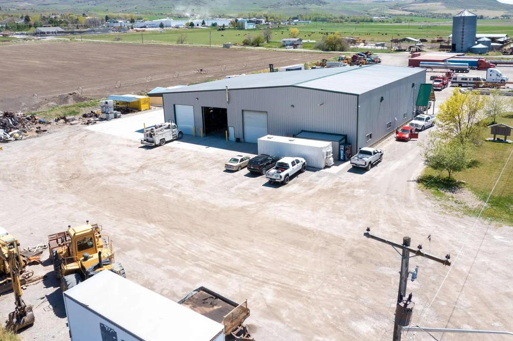 Aerial view of the north end of Itty Bitty Equipment Co. at 530 S 400 W, Richmond, Utah