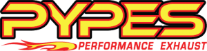 Pypes Performance Exhaust logo with flame design and red and yellow text.