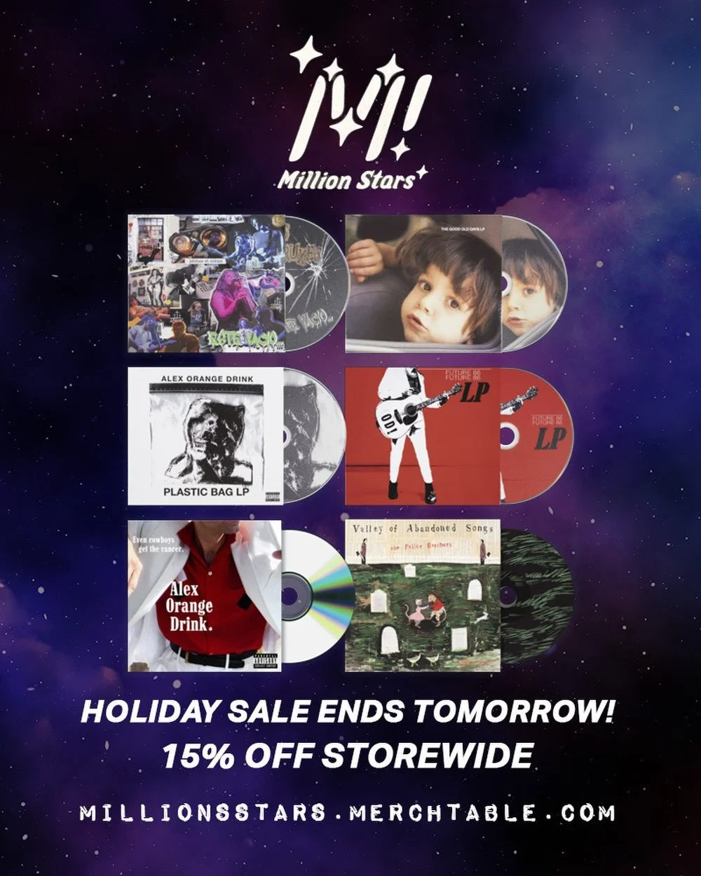 Sale ends TOMORROW! Shop now and lock in 15% off at millionstars.merchtable.com