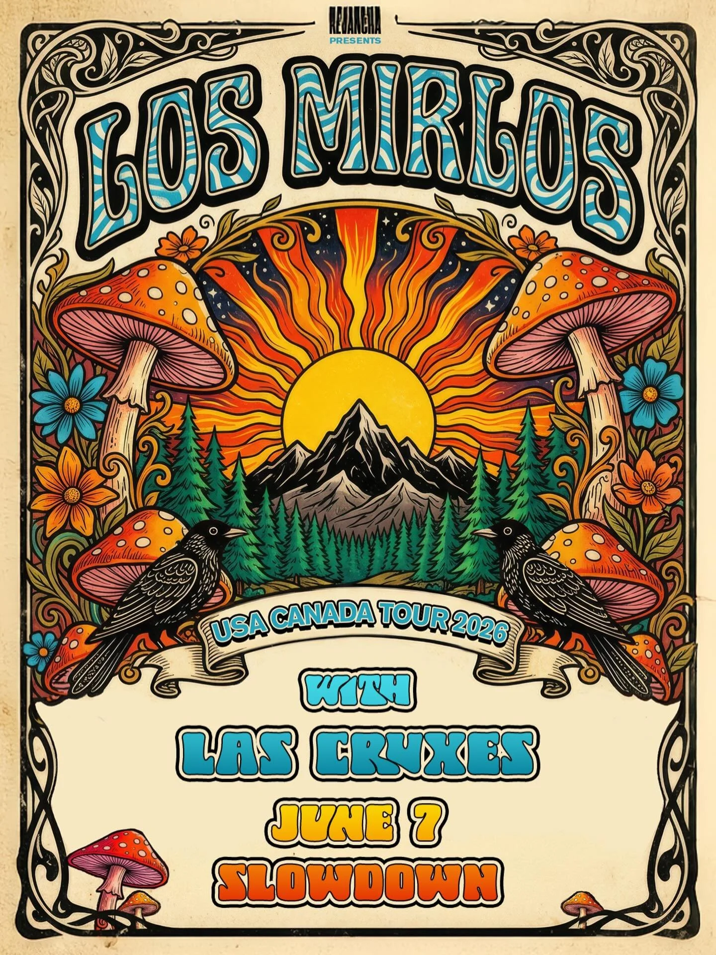 Las Cruxes joins legendary psychedelic cumbia pioneers Los Mirlos on June 7 at Slowdown in Omaha for a night of hypnotic grooves, fuzzed-out guitars, and late-night dance floor energy.

Get tickets at theslowdown.com