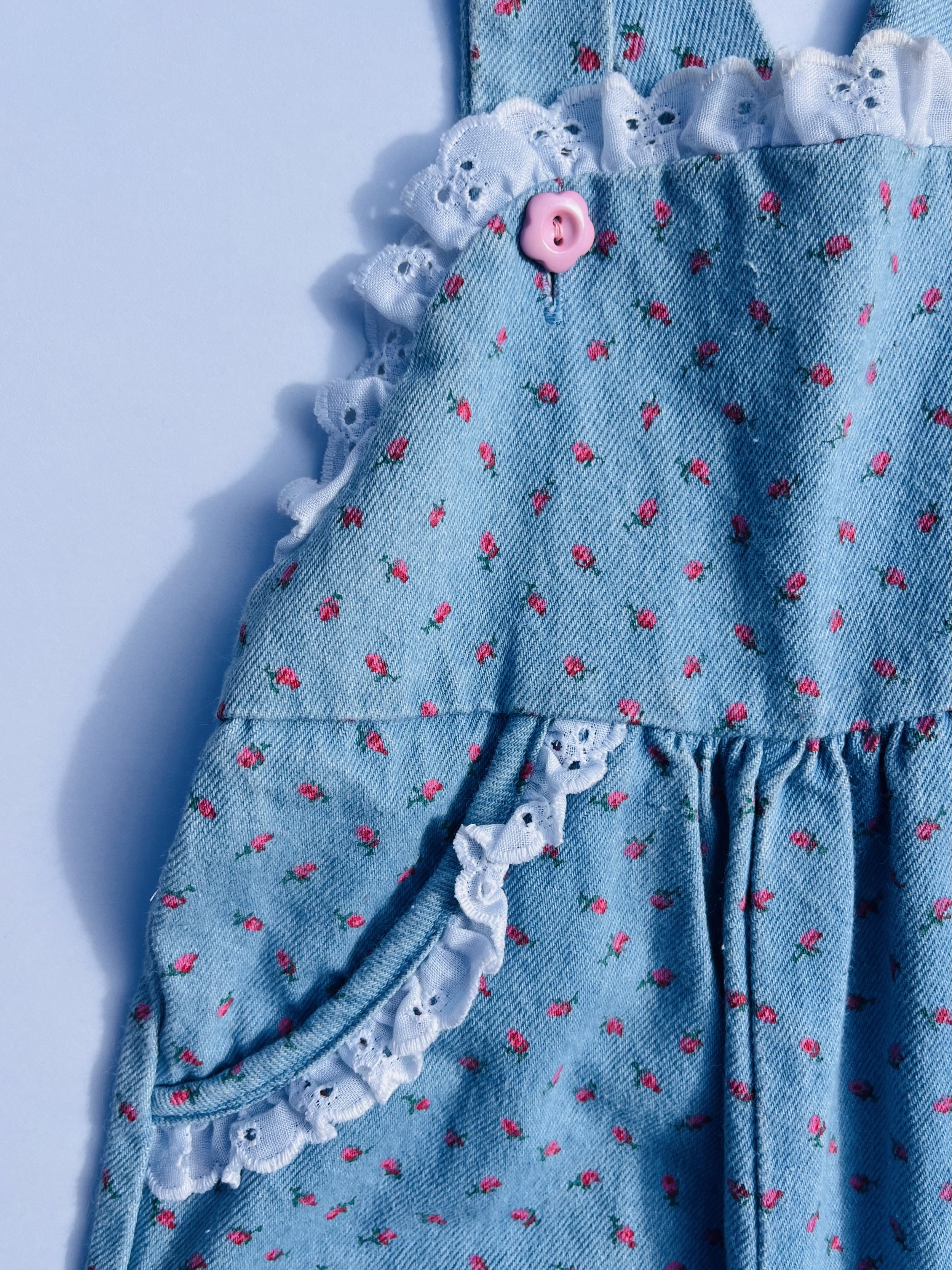 VINTAGE ROSETTE EYELET OVERALLS
