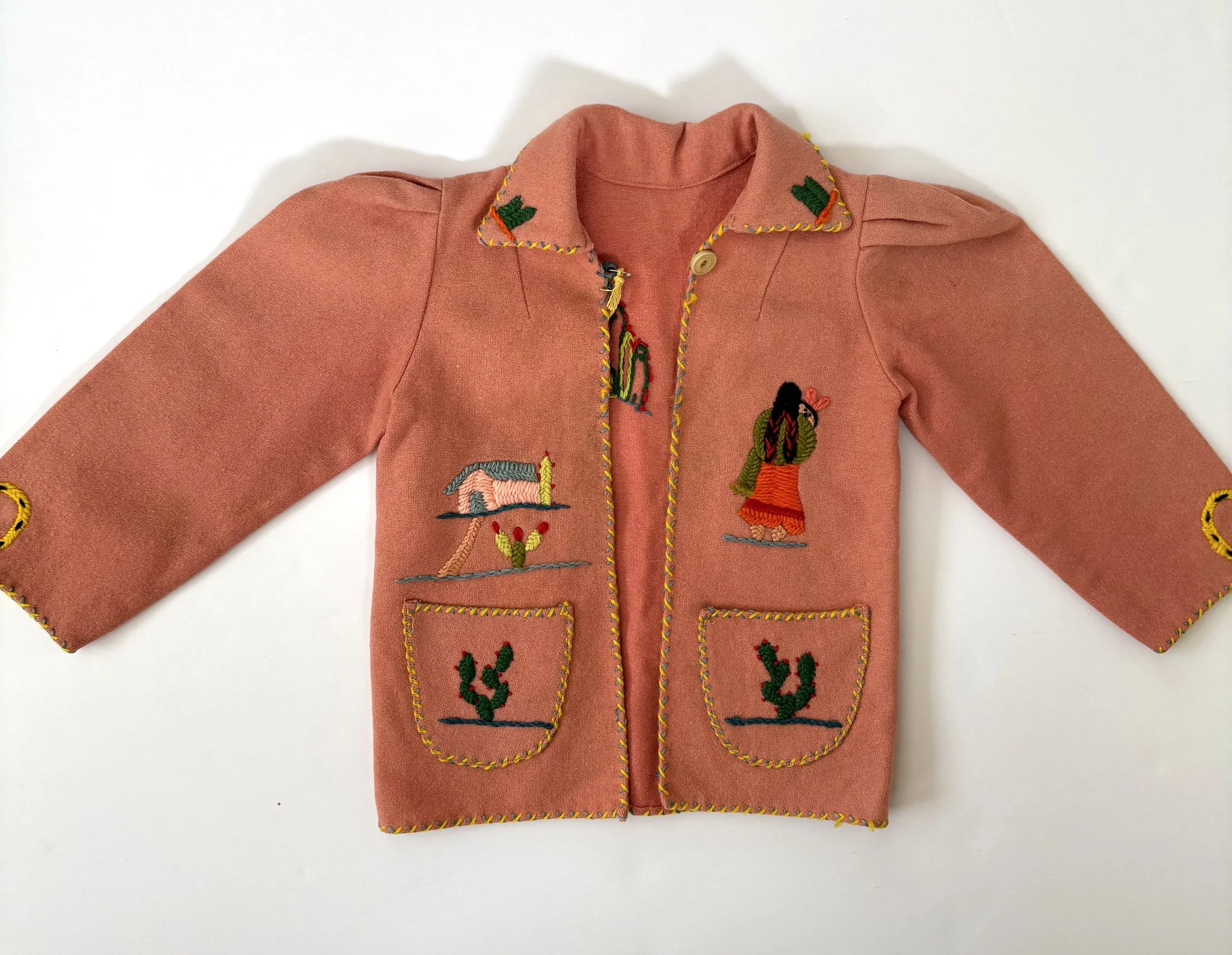 VINTAGE 1940'S PINK MEXICAN EMBROIDERED JACKET
