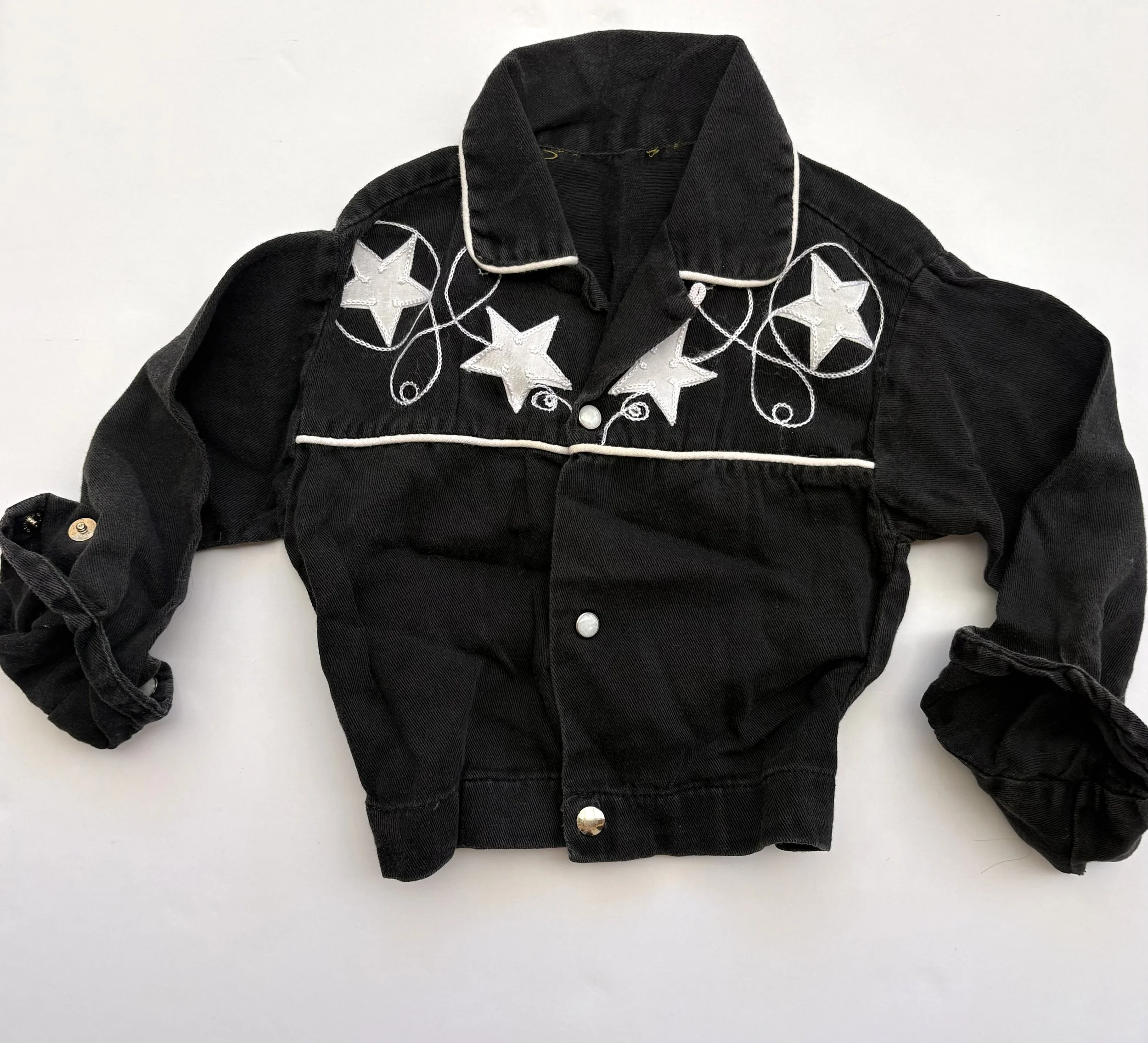 VINTAGE 1950'S BLACK WESTERN TOP