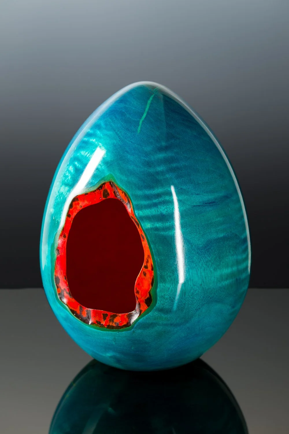 "Dragon's Egg" | Crepe Myrtle
| Hollow Form, 5.5" x 8" h
| Dyed, Lacquered & Buffed
