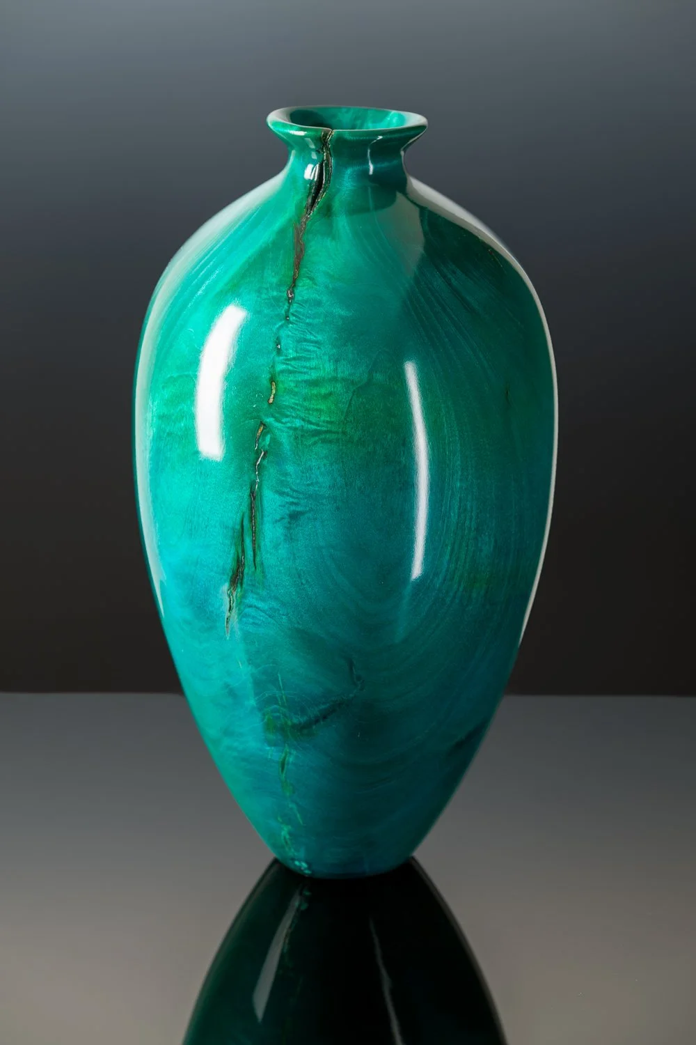 "Jade Shores" | Maple
| Hollow Form, 6" x 11.5" h | Dyed, Lacquered & Buffed