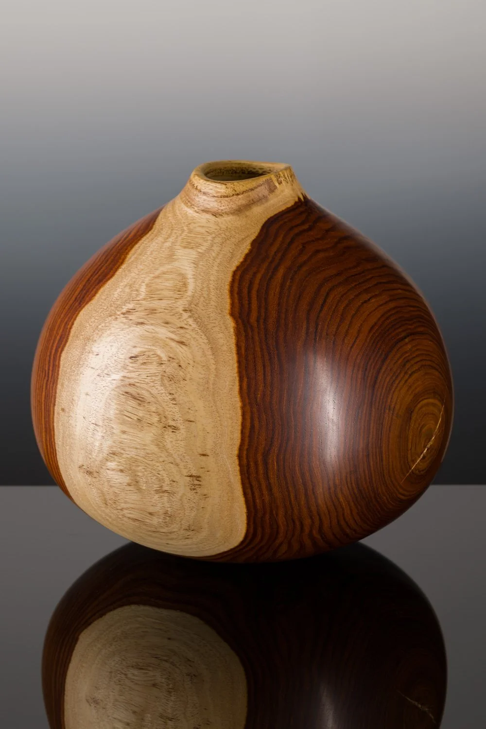 "Formal Wear" | Florida Rosewood | Hollow Form w/ Kinetic Base, 10" x 9" h | Lacquered & Buffed