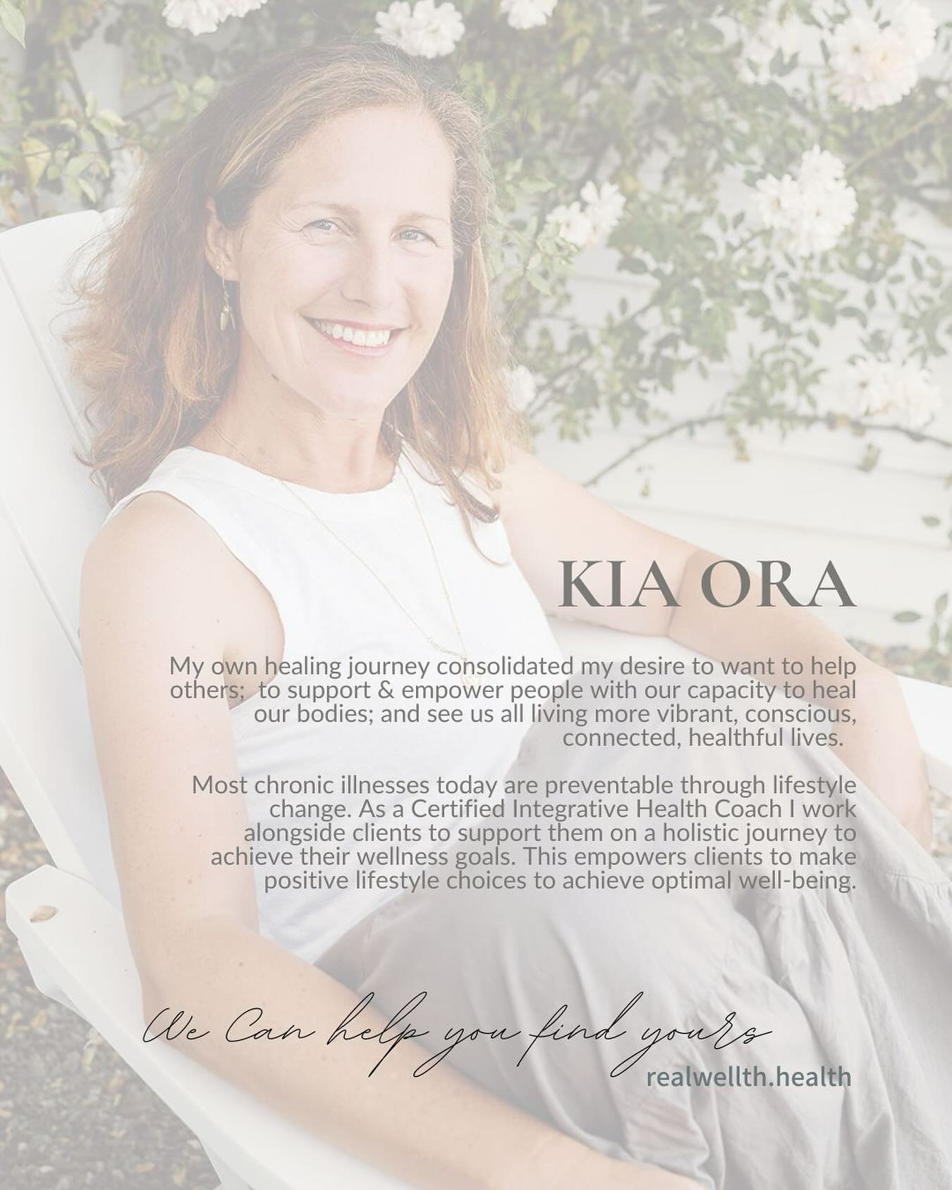 Kia Ora I am Certified Integrative health coach - Ilse Erasmus.  My own healing journey consolidated my desire to want to help others;  to support &amp; empower people with our capacity to heal our bodies; and see us all living more vibrant, consciou