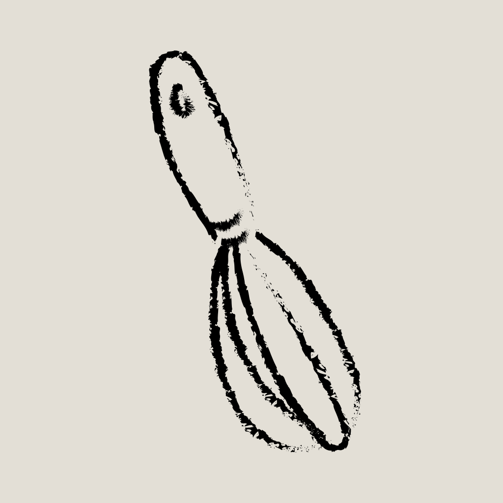 whisk icon in black with taupe background