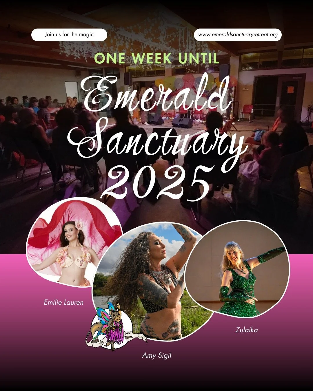 🌟 One Week Until Emerald Sanctuary Retreat! 🌟

The countdown is ON &mdash; in just 7 days, we&rsquo;ll be dancing under the desert stars, learning from world-class instructors, and soaking in all the magic of camp. 💃🌵✨

This year&rsquo;s incredib