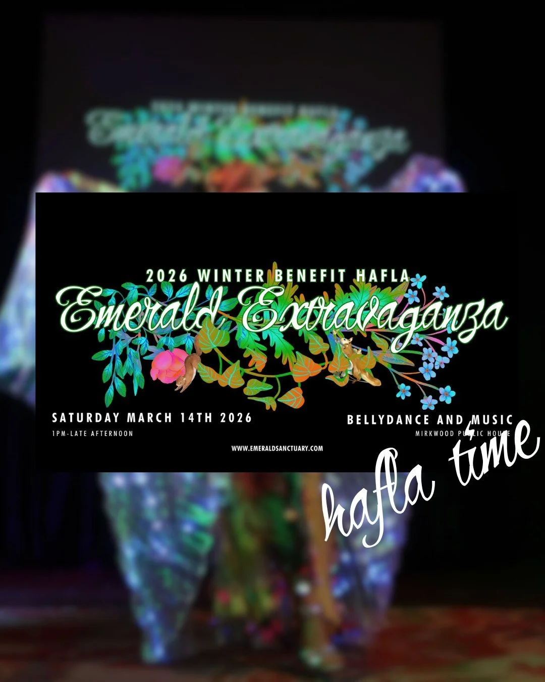 Emerald Extravaganza 2026 registration is open!
Join us on Saturday, March 14th, from 1 PM to 6 PM (ish) for our annual Emerald Extravaganza Winter Benefit Hafla!

✨ There&rsquo;s plenty of room for everyone to dance, and we&rsquo;d love to see you s