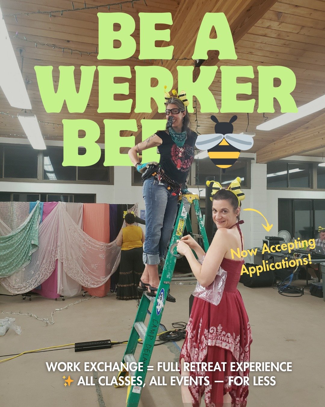 🌿 Want to come to Emerald Sanctuary and help make the magic happen?

We&rsquo;re now accepting applications for Werker Bees, our work exchange crew who support the retreat in exchange for a discounted registration.

You&rsquo;ll assist with things l