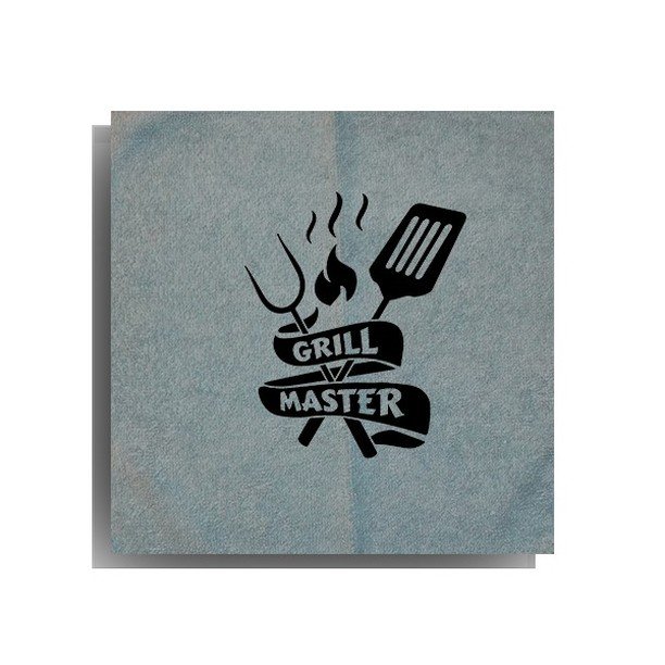 11&quot;x11&quot; light blue microfiber hand towel screenprinted with &quot;Grill Master&quot; graphic, perfect for summer grilling.

#mykitchenkrafts 
#handtowels #grillmaster