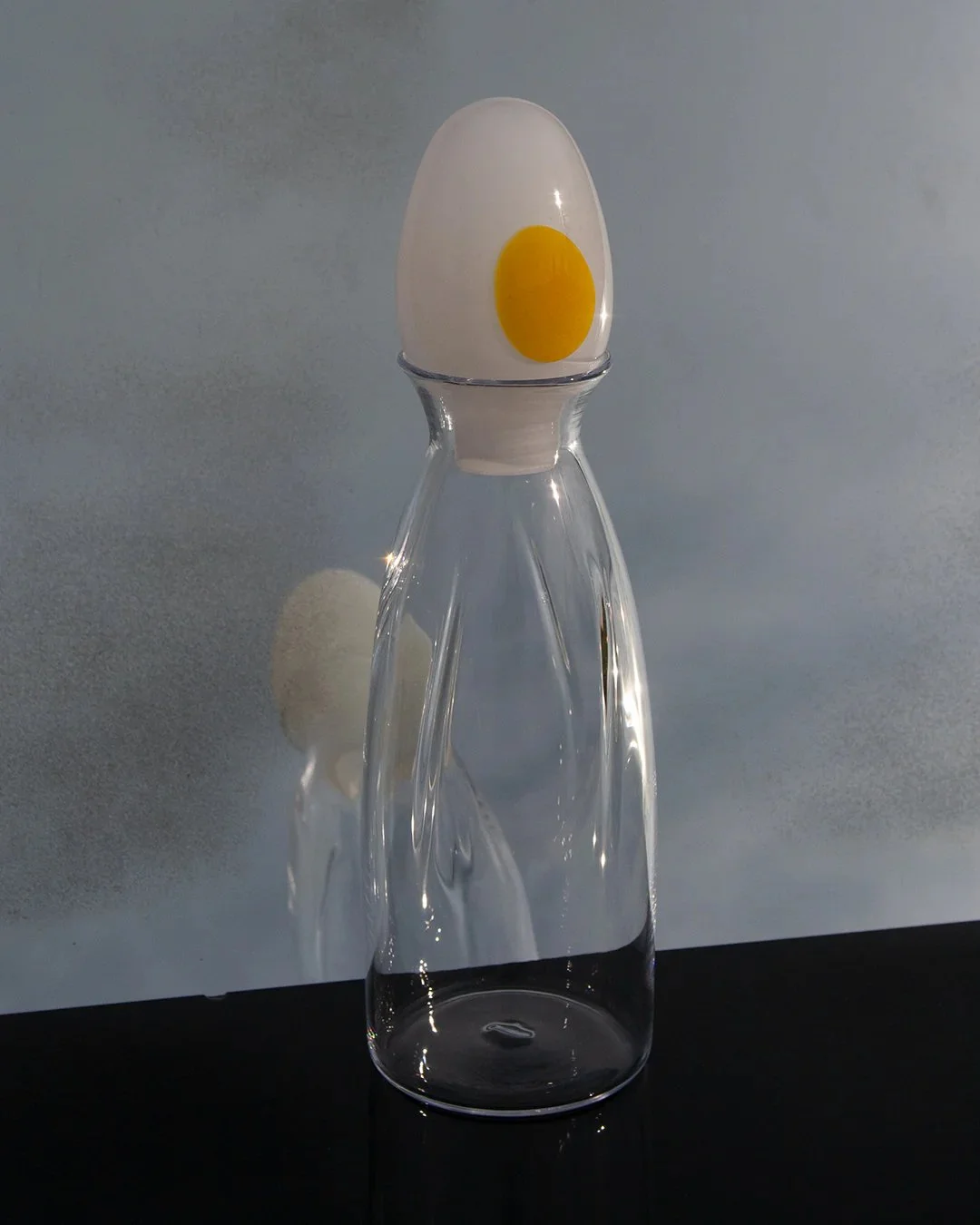 Carafe with soft boiled stopper, $360 through siriusglassworks.com.