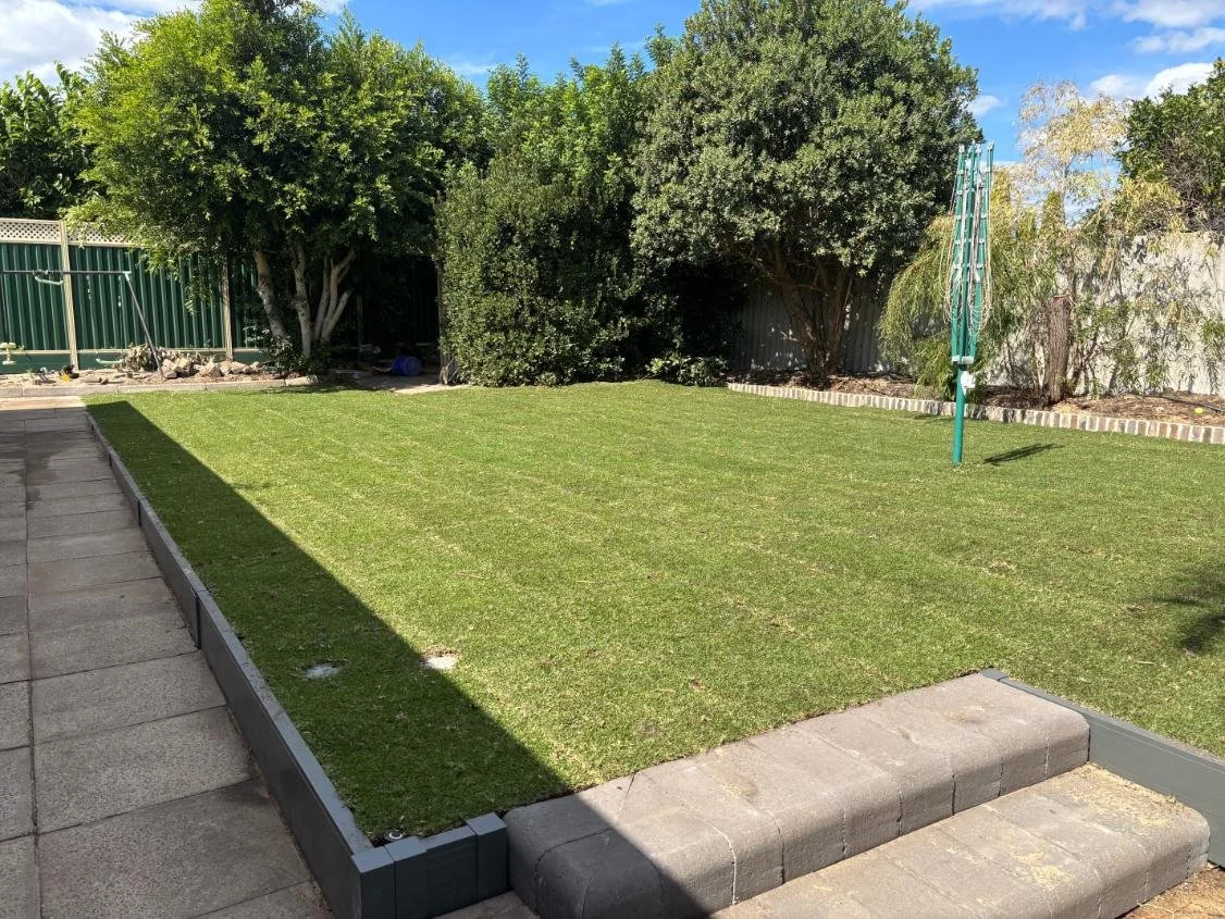 outdoor transformation, retaining, steps, natural lawn