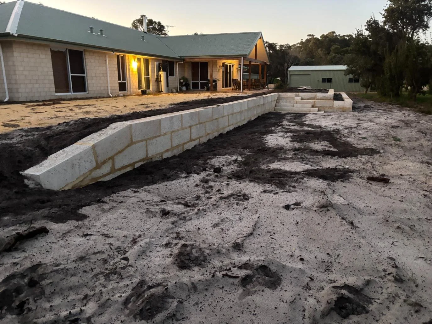 limestone wall, retaining