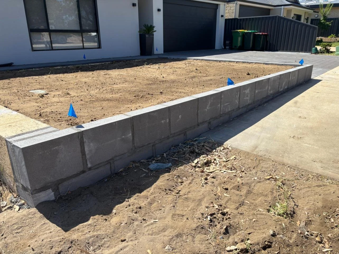 charcoal block retaining wall