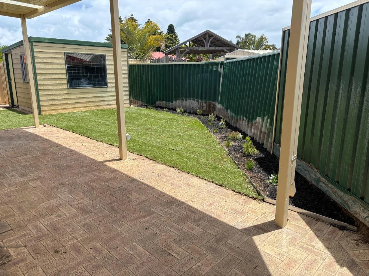 paving, outdoor transformation, natural lawn, reticulation, garden
