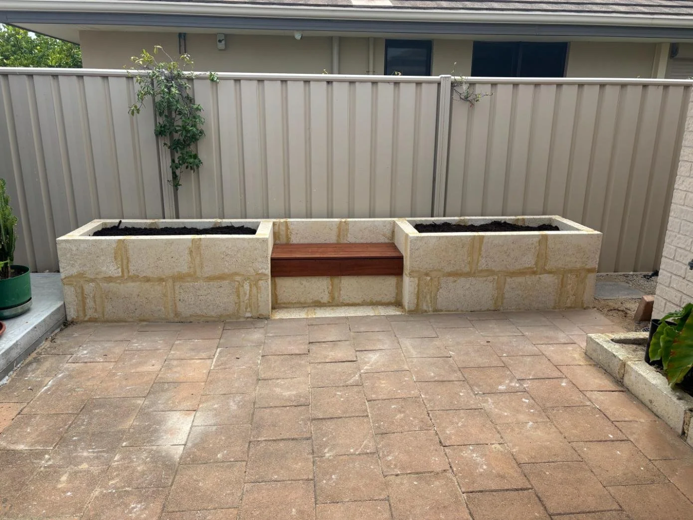 raised garden bed, bench seat