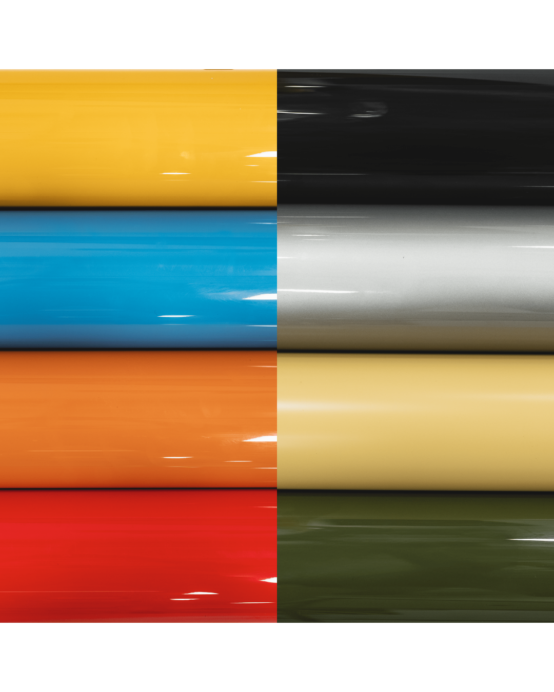 Close-up of stacked ppf color swatch.